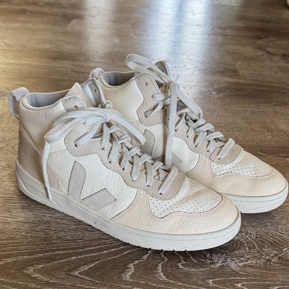 Veja High-Top Sneakers in Off-White